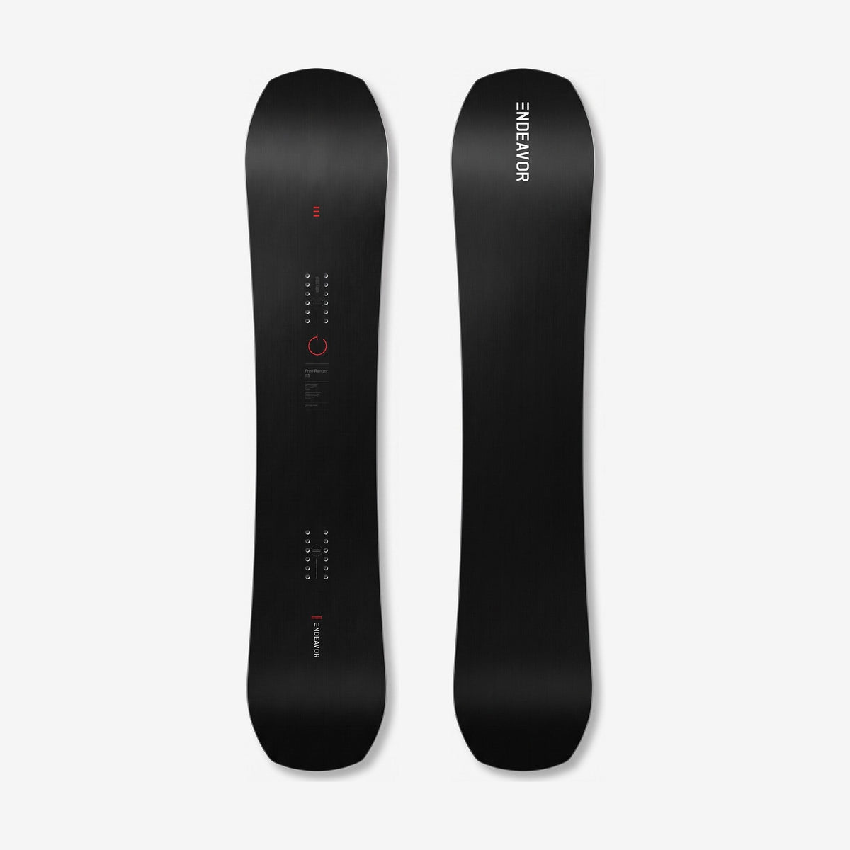 Endeavor Free Ranger Pro Snowboard, top and base side by side