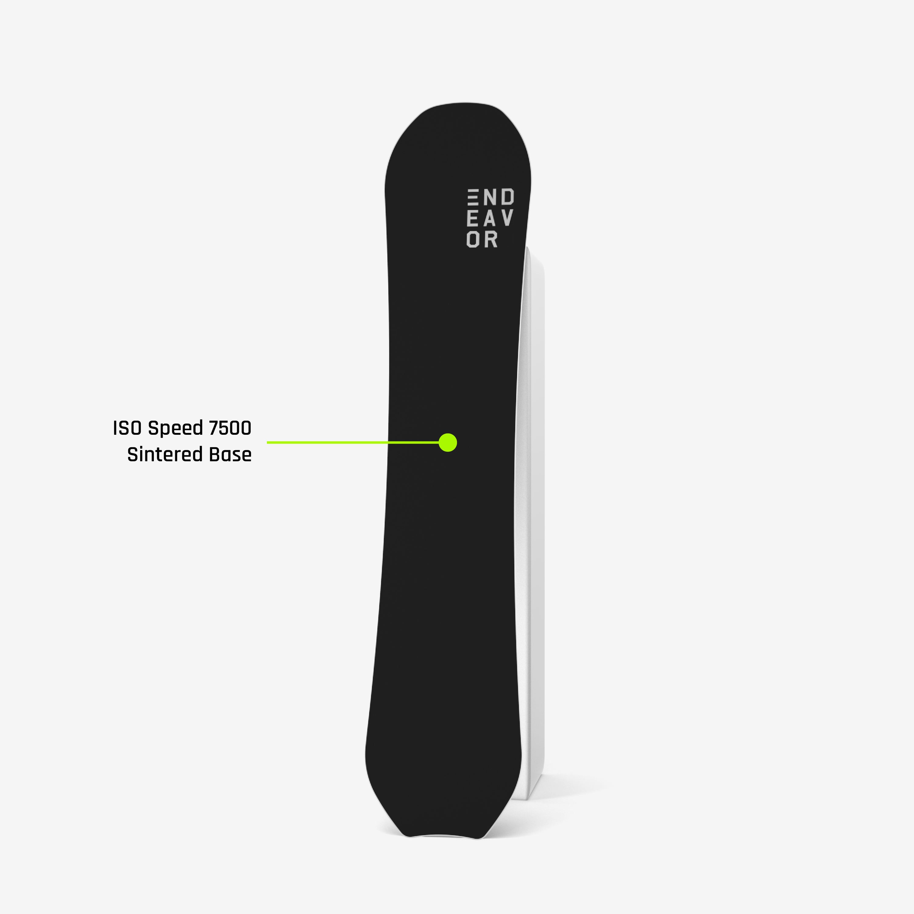 Endeavor Scout Pro Snowboard features a sleek black design with a swallow tail, ideal for freestyle, powder, and all-terrain snowboarding.