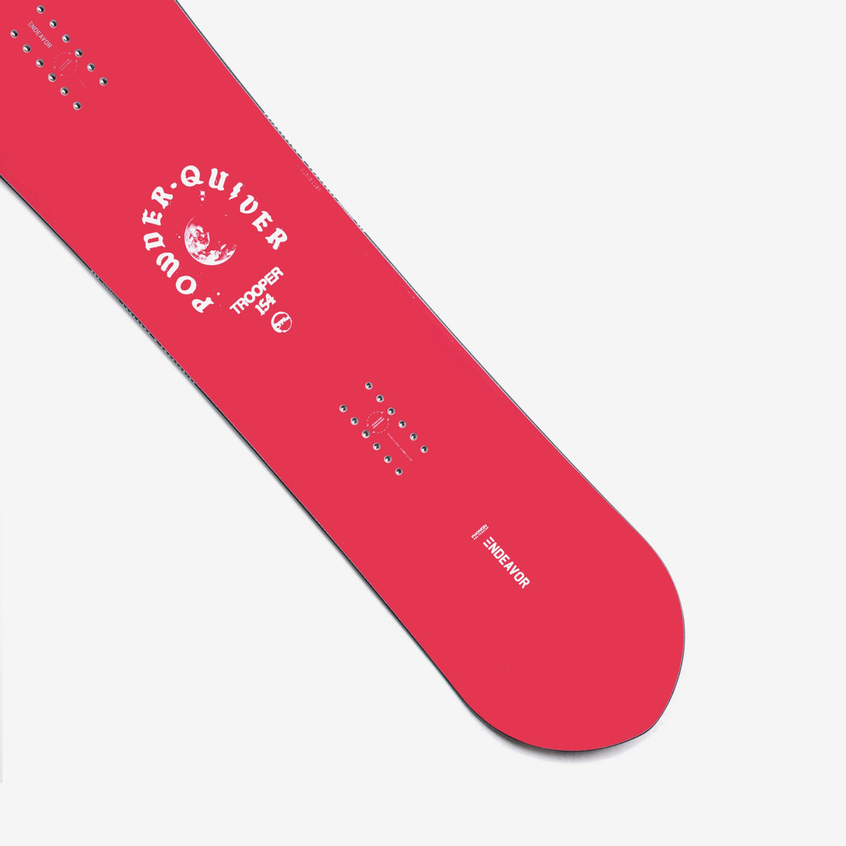 Endeavor Trooper Pro topsheet close-up with Powder Quiver graphic and inserts