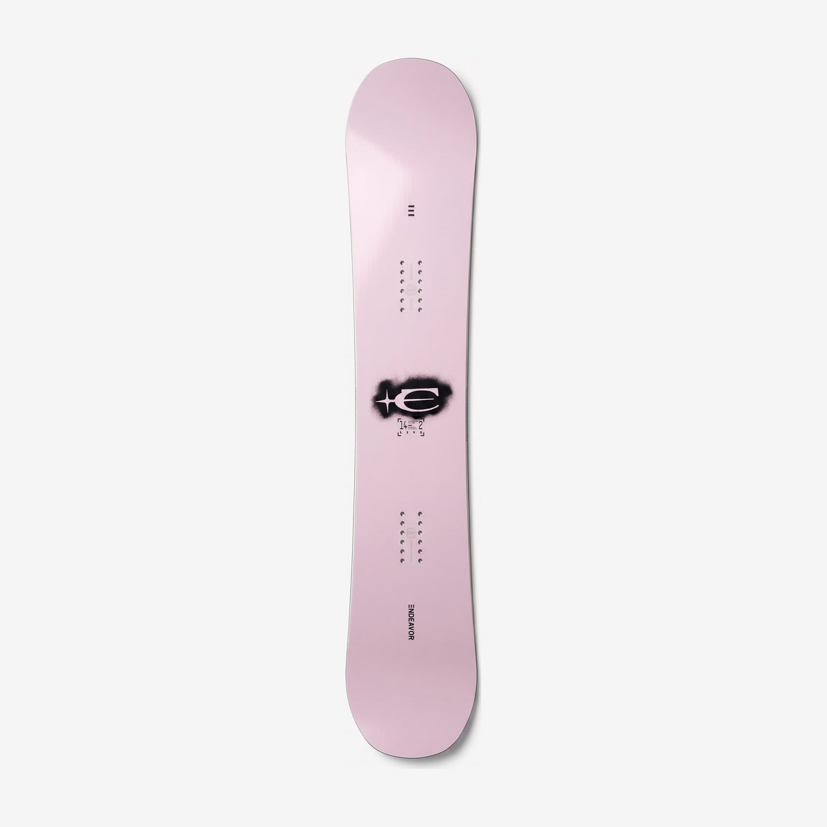 Endeavor Live Women's snowboard, topsheet: pink topsheet with the black spray-paint E and star logo