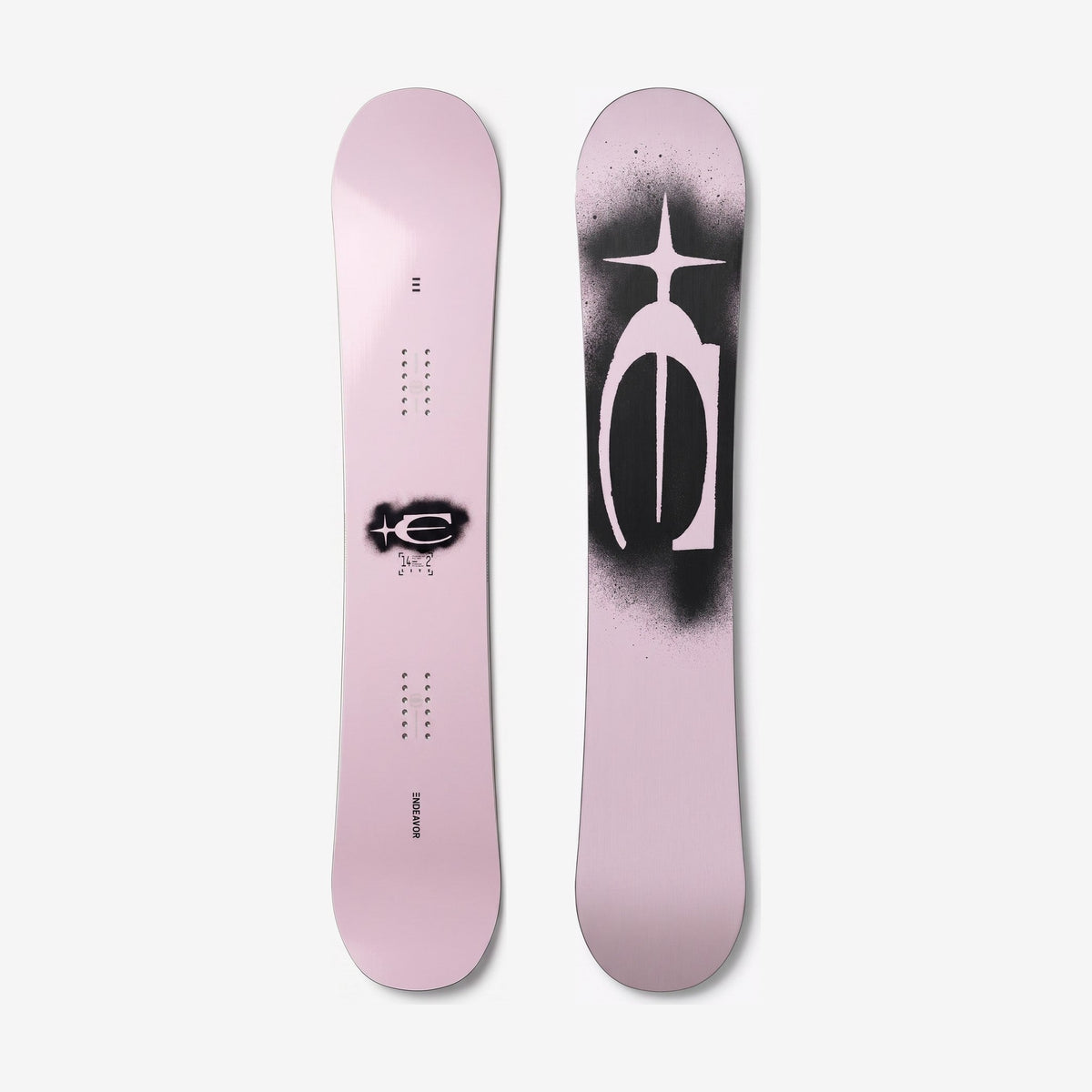 Endeavor Live Womens W27 Snowboard, top and base side by side