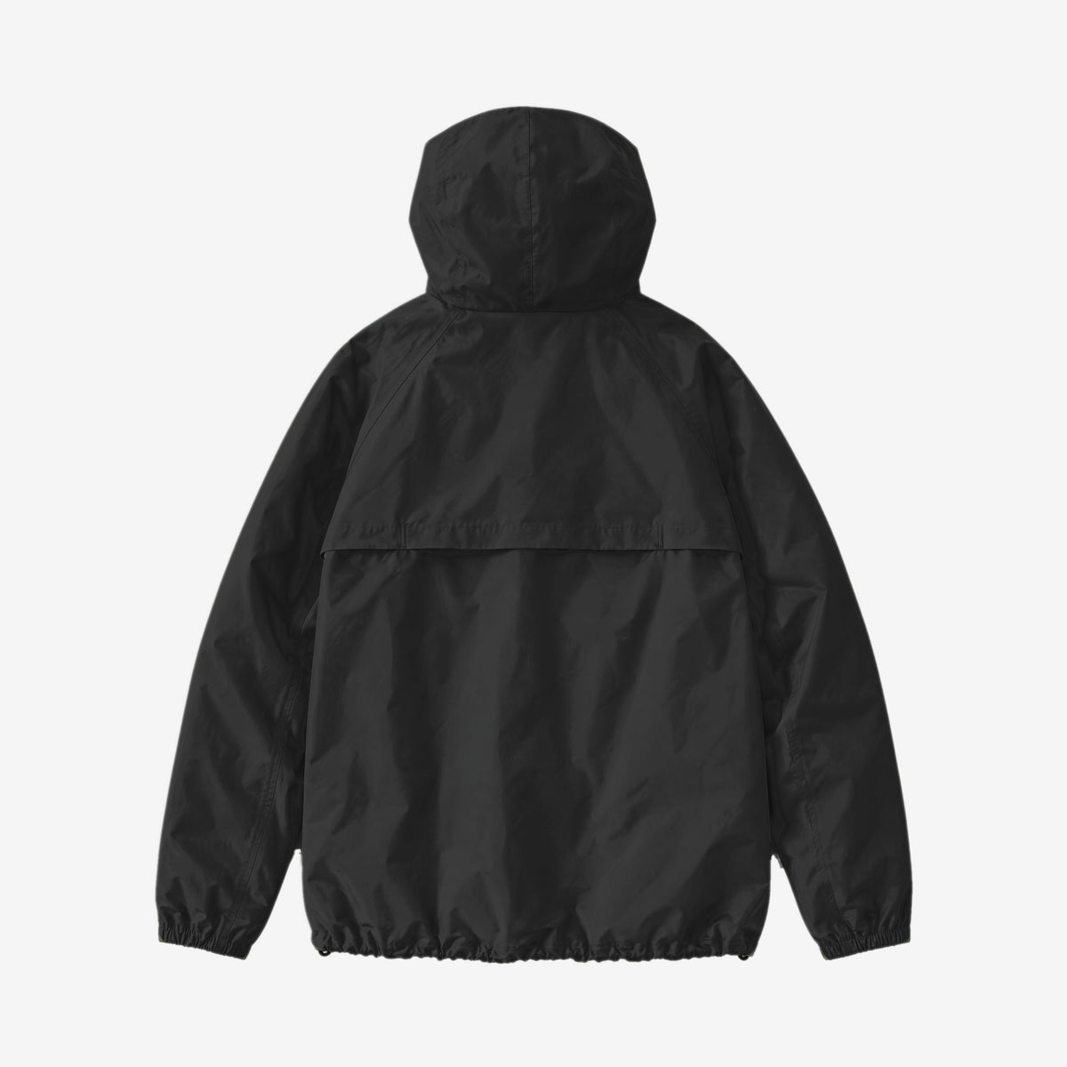 Endeavor 20K Windbreaker in Black, back flat lay showing the back flap