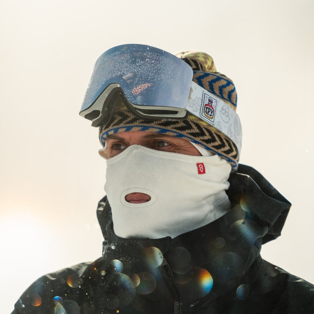 Rider in a cream Airhole balaclava with the Original single oval Airhole