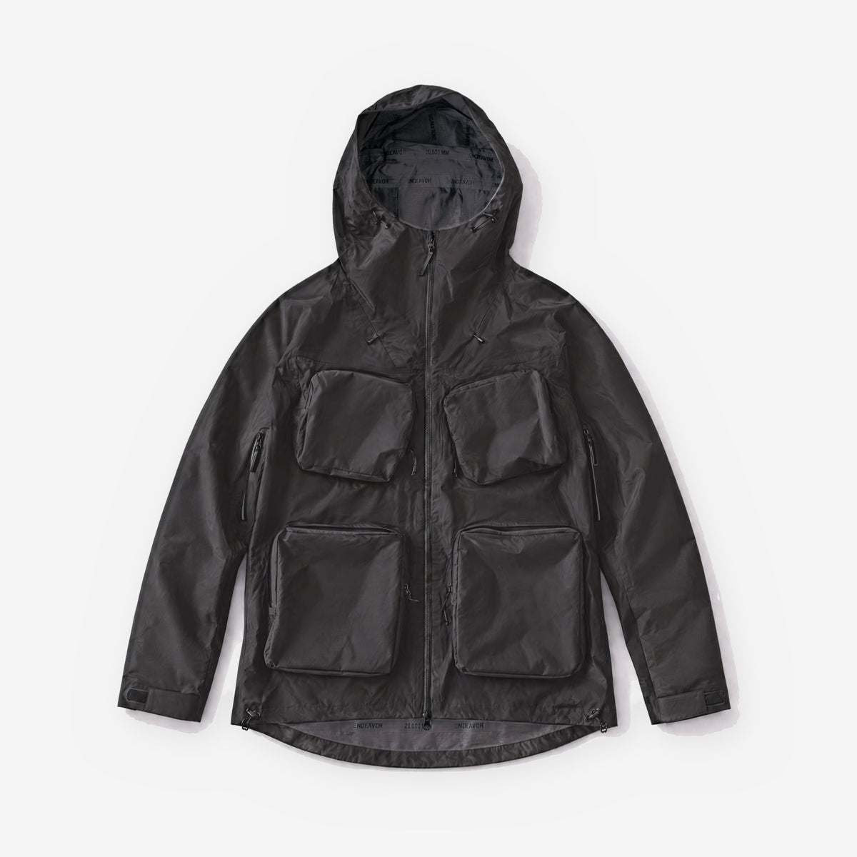Endeavor 3L Bellow Jacket in Black, front flat lay