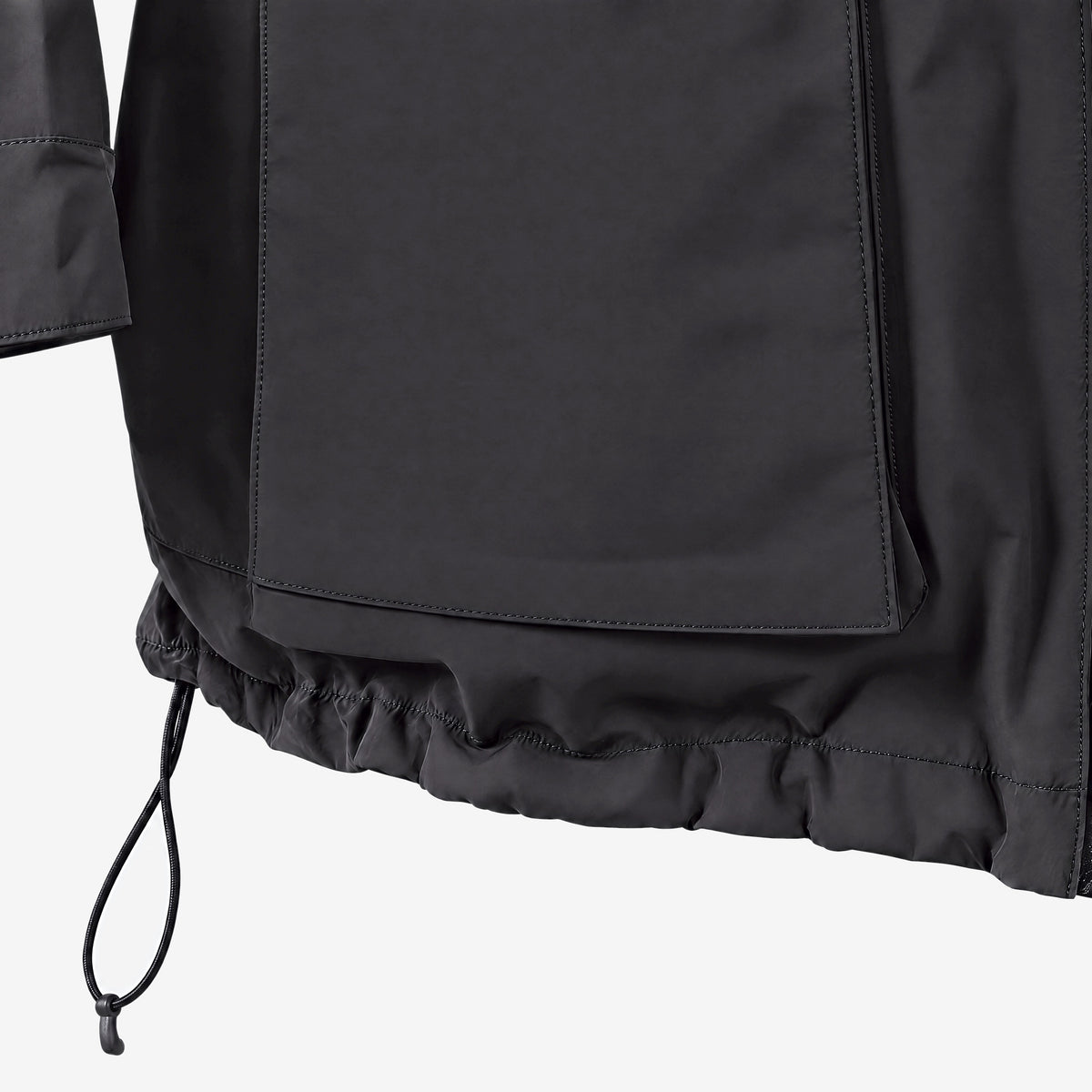 Endeavor 2L Patrol Jacket Black, hem drawcord detail