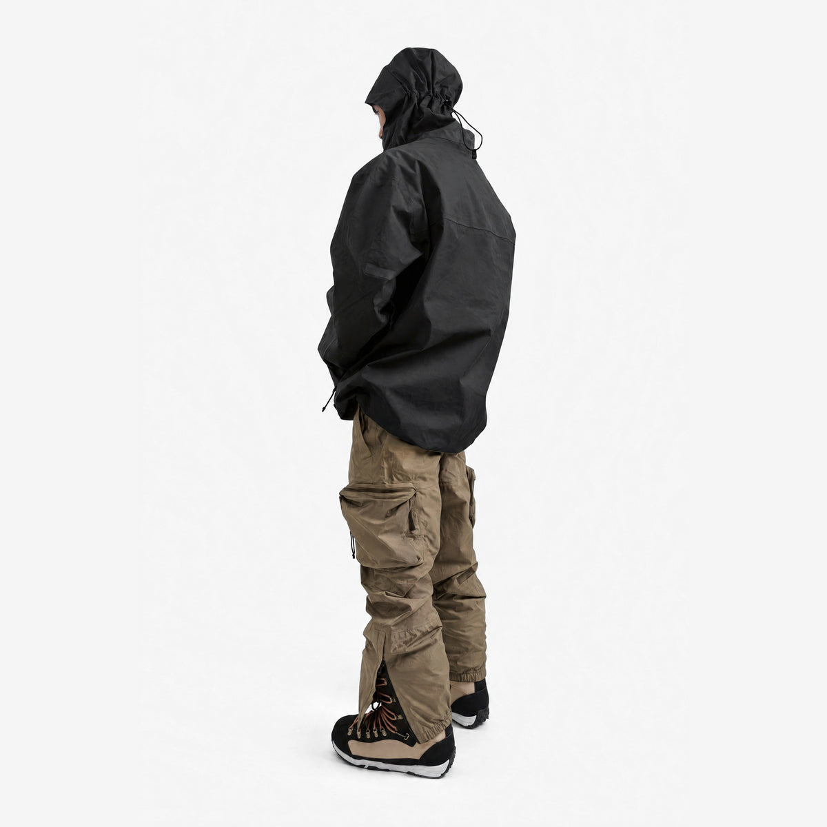 Endeavor 3L Shelter Jacket in Black, on model, another angle