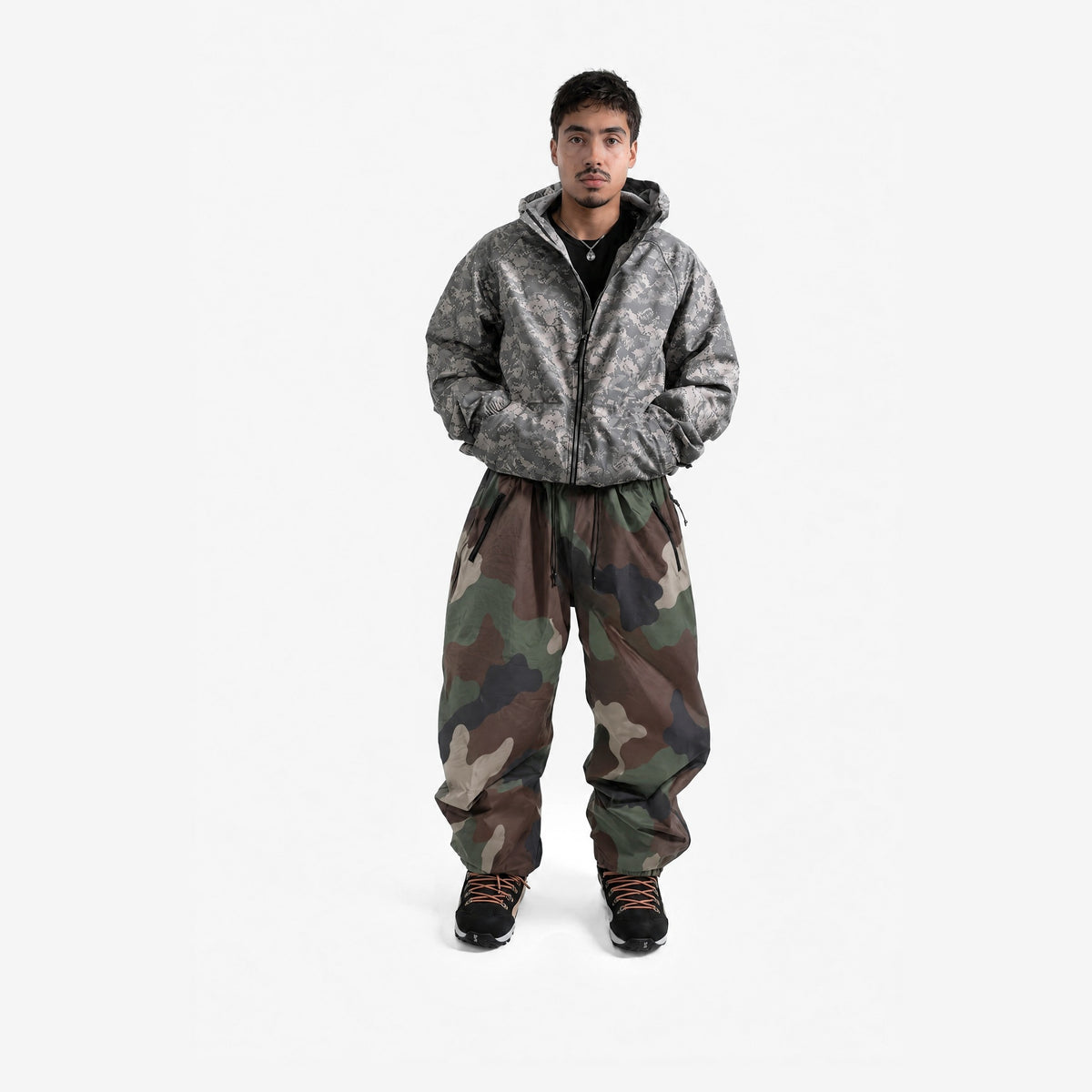 Endeavor 3L Scout Park Pant in Woodland Camo, on model