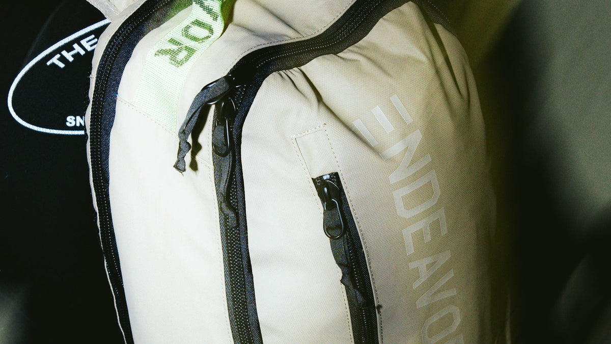 Endeavor City Pack in Sand, zippered laptop and goggle pockets