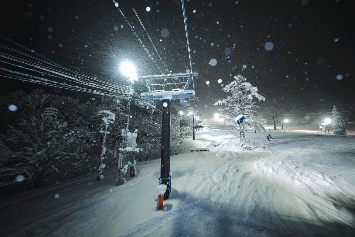 Night snowfall under the chairlift. Photo: Mason Mashon